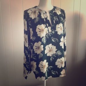**NEW** Hunter Green and White Floral blouse